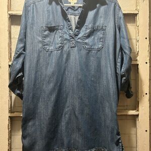 Billabong Lyocell Denim Tunic Shirt Frayed Hem Size XS / TP